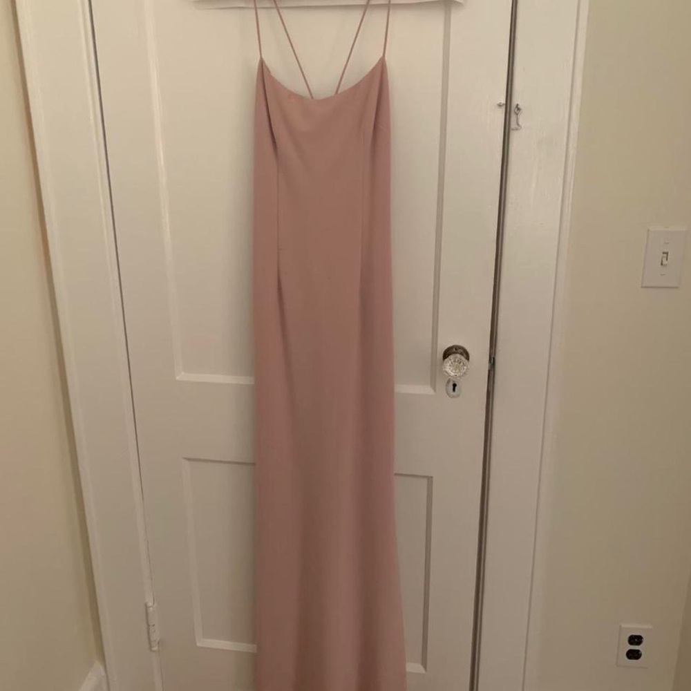 Katie may blush pink bridesmaids dress
